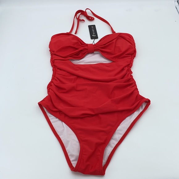Tempt Me Ladies Sexy Cutout One Piece Tummy Control Halter Swimsuit Size Small - Picture 10 of 11